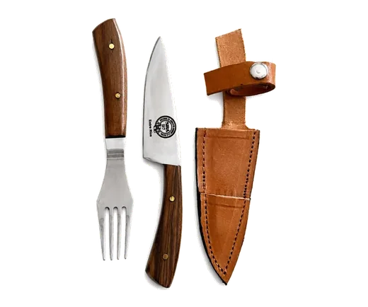 Combo Acario: cuchillo, tenedor y funda